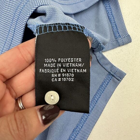 Pebble Beach Performance Blue Short Sleeve Polo Shirt Sz L 100% Polyester - Picture 5 of 8